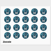 Sticker Rond Turquoise acrylique et Parties scintillant argent  (Feuille)