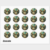Sticker Rond Turquoise and Gold Dragon  (Feuille)