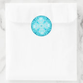 Sticker Rond Turquoise Aqua Blue Floral (Sac)
