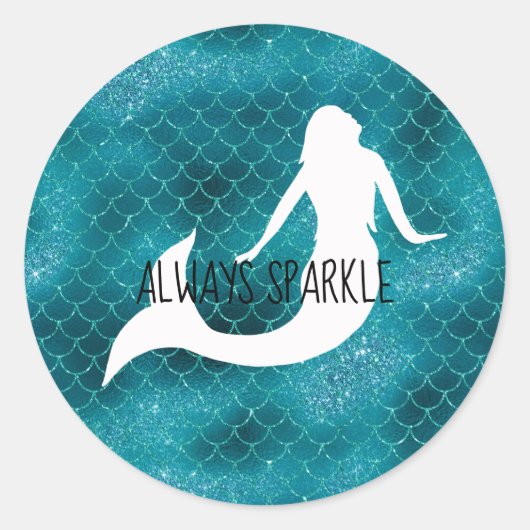 Sticker Rond Turquoise Aqua Blue Parties scintillant Éperche Si (Devant)