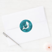 Sticker Rond Turquoise Aqua Blue Parties scintillant Éperche Si (Enveloppe)