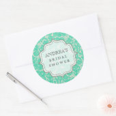 Sticker Rond Turquoise Aqua Fête des mariées Dessert Tag Étique (Enveloppe)