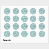 Sticker Rond Turquoise Avec Nom De Monogramme Blanc (Feuille)