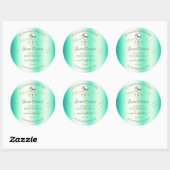 Sticker Rond Turquoise avec ornements or Ornate Logo du Étiquet (Feuille)