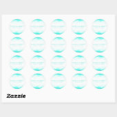 Sticker Rond Turquoise Beach Aqua Bleu Aquarelle Mariage modern (Feuille)