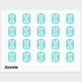 Sticker Rond Turquoise & Blanc Glam Lingerie Douche Favorise (Feuille)