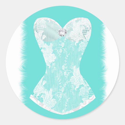 Sticker Rond Turquoise & Blanc Glam Lingerie Douche Favorise (Devant)
