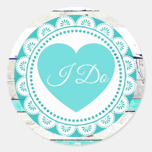 Sticker Rond Turquoise Blanc Lacey I Do WeddingStickers (Devant)