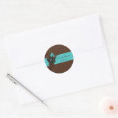 Sticker Rond Turquoise Bleu et Brown Enregistrer la date Sti (Enveloppe)