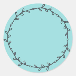 Sticker Rond Turquoise Bleu Rustique Fait Maison Écrivez