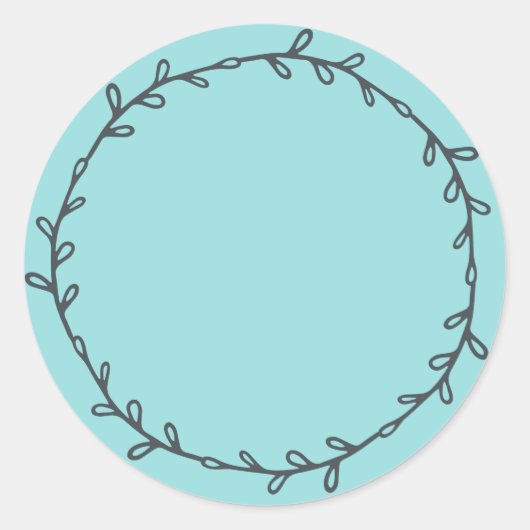 Sticker Rond Turquoise Bleu Rustique Fait Maison Écrivez (Devant)