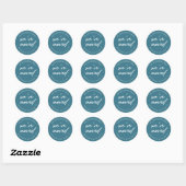 Sticker Rond Turquoise bleu vert Script moderne Nous avons dépl (Feuille)