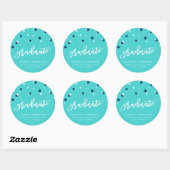 Sticker Rond Turquoise Blue Confetti Graduate Graduate (Feuille)
