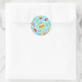 Sticker Rond Turquoise Blue Cupcakes and Cake Joyeux anniversai (Sac)
