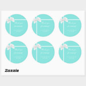 Sticker Rond Turquoise Blue Diamond & Bow Favoriser Modern Favo (Feuille)