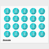 Sticker Rond Turquoise Blue Foil trois lettres Monogramme (Feuille)
