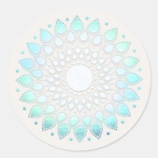 Sticker Rond Turquoise Blue Lotus Mandala Spa et beauté (Devant)
