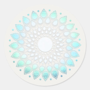 Sticker Rond Turquoise Blue Lotus Mandala Spa et beauté