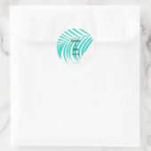 Sticker Rond Turquoise Blue Tropical Palm Tree Leaf Mariage nau (Sac)