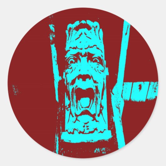Sticker Rond Turquoise Bourgogne face bizarre (Devant)