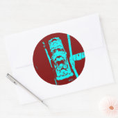 Sticker Rond Turquoise Bourgogne face bizarre (Enveloppe)