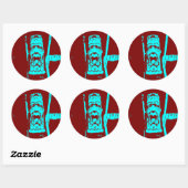Sticker Rond Turquoise Bourgogne face bizarre (Feuille)