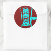 Sticker Rond Turquoise Bourgogne face bizarre (Sac)