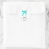 Sticker Rond Turquoise Bow Coquette Script Sweet 16 Party (Sac)