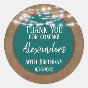 Sticker Rond Turquoise Brown Lights Merci Anniversaire Favorise