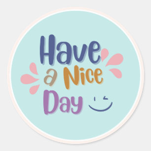 Sticker Rond Turquoise clair Vintage simple "Bonne journée"