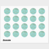Sticker Rond Turquoise & Classy Golden Spirals Mariage élégant (Feuille)
