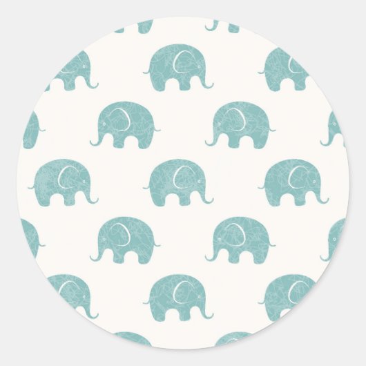 Sticker Rond Turquoise Cute Elephant Motif (Devant)
