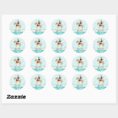 Sticker Rond Turquoise Damask Equestrian (Feuille)