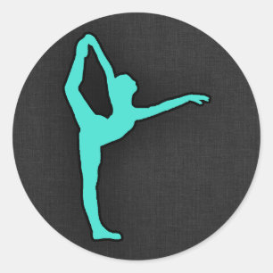 Sticker Rond Turquoise ; Danseur de Ballet Vert Bleu