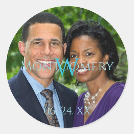 Sticker rond Turquoise d'image personnalisée (Devant)