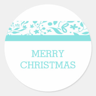 Sticker Rond Turquoise Elegant Foliage Holiday