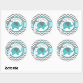 Sticker Rond Turquoise Elephant Boy Chevron Imprimer Baby showe (Feuille)