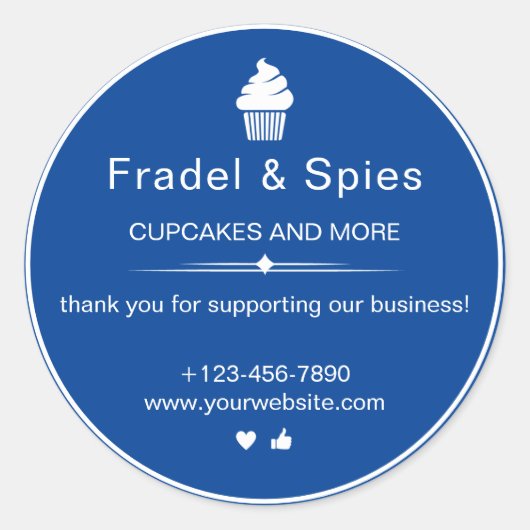 Sticker Rond Turquoise et blanc Simple Cupcake Business (Devant)