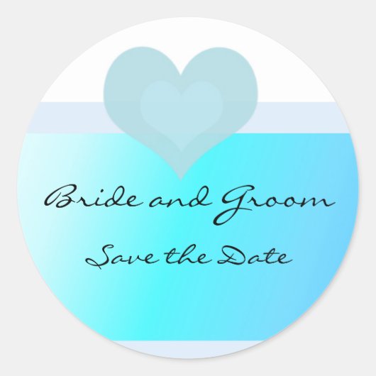 Sticker Rond Turquoise et Bleu Enregistrer la date (Devant)