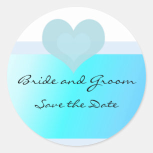 Sticker Rond Turquoise et Bleu Enregistrez la Date