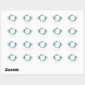 Sticker Rond Turquoise et or Agate Aquarelle monogramme (Feuille)