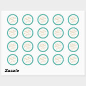 Sticker Rond Turquoise et or Confetti Parties scintillant Merci (Feuille)