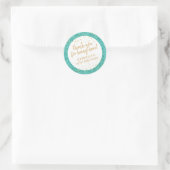 Sticker Rond Turquoise et or Confetti Parties scintillant Merci (Sac)