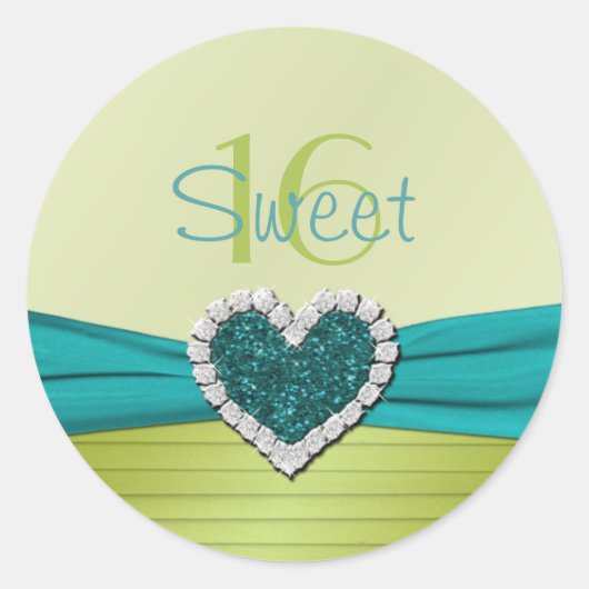 Sticker Rond Turquoise et Parties scintillant de citron vert Sw (Devant)