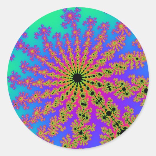 Sticker Rond Turquoise et rose (Devant)