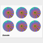 Sticker Rond Turquoise et rose (Feuille)