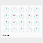 Sticker Rond Turquoise et Rose (Feuille)