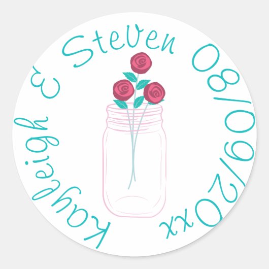 Sticker Rond Turquoise et Rose (Devant)