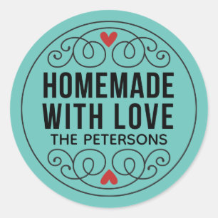 Sticker Rond Turquoise Fait Maison Avec Amour