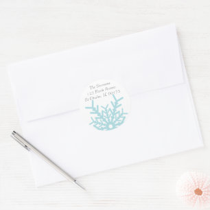 Sticker Rond Turquoise Fléau de neige en hiver sur blanc Adress